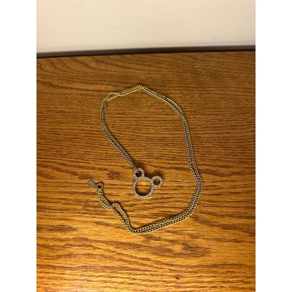 Disney Mickey Mouse Necklace Gold toned Crystal Accents - Picture 1 of 3